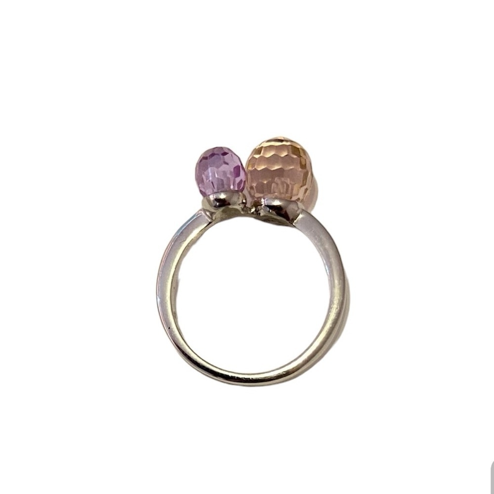 Pink and Purple Crystal Ball Sterling Silver 925 Ring Size 7.5 Balletcore